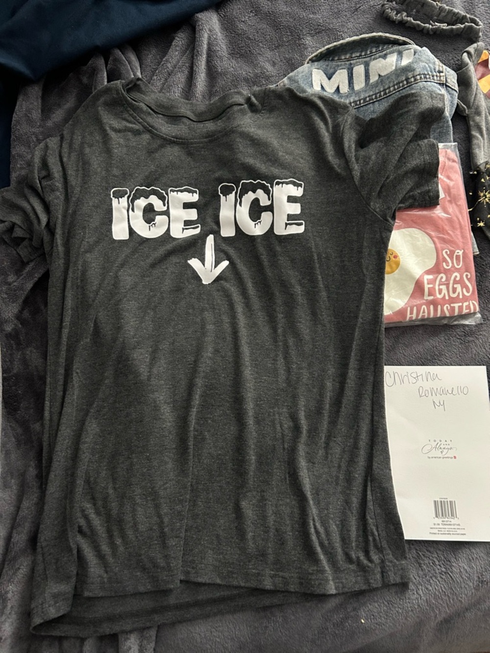 Women’s maternity  'Ice Ice' Graphic Tee - Dark Gray
